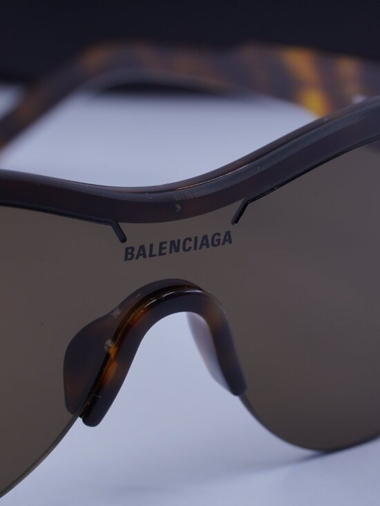 Balenciaga BB0004S 007 Shield Sunglasses - Shiny Medium Havana / Brown main image 5